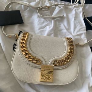 Lightly worn white MCM purse